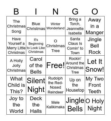 Name That Christmas Tune Bingo Card