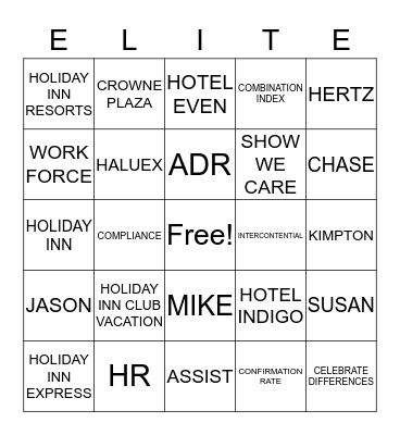 ELITE BING Bingo Card