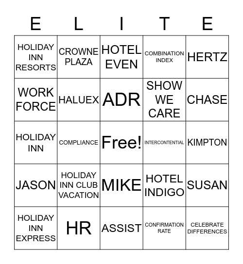 ELITE BING Bingo Card