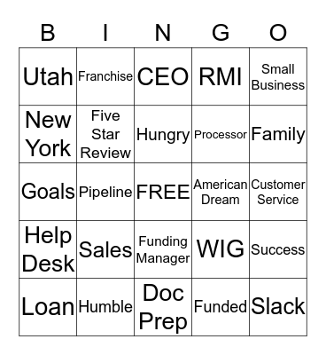 Lendio Bingo 2017 Bingo Card