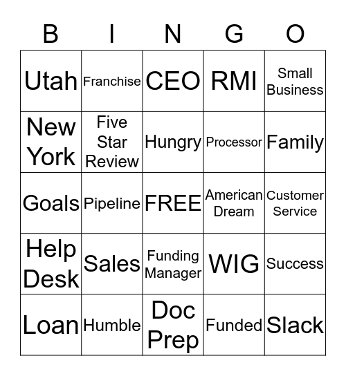 Lendio Bingo 2017 Bingo Card