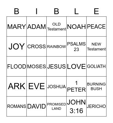 BIBLE BINGO Card