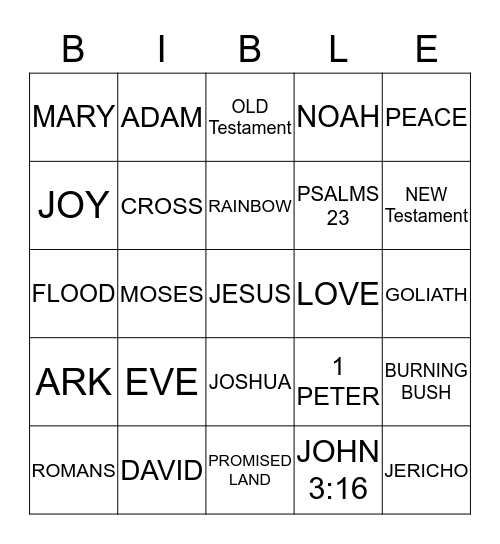 BIBLE BINGO Card