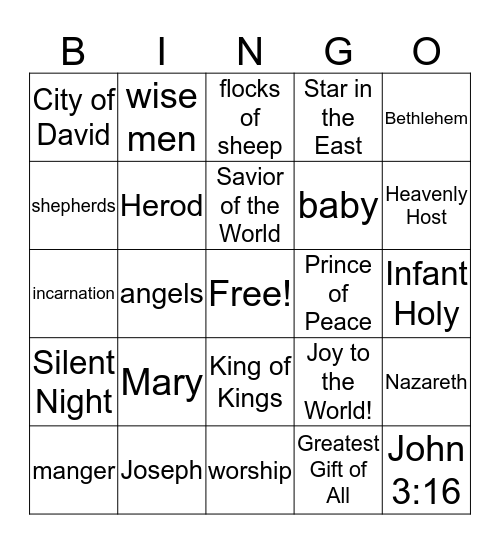 Christmas Bingo Card