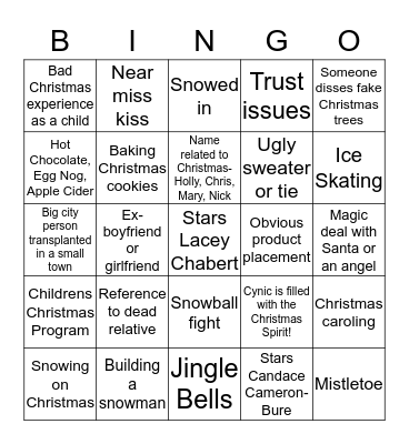 Hallmark Christmas Movie Bingo Card