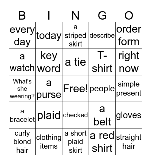 Personal Information  Bingo Card