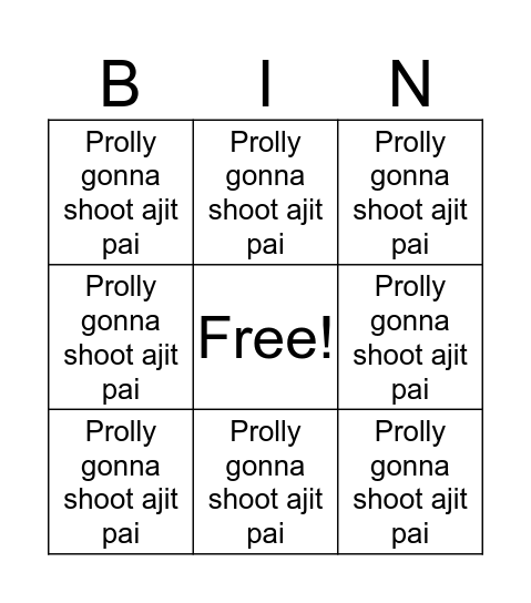Willy Bingo Card