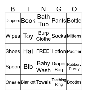 Leigh's Baby Shower Bingo Card