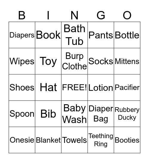 Leigh's Baby Shower Bingo Card