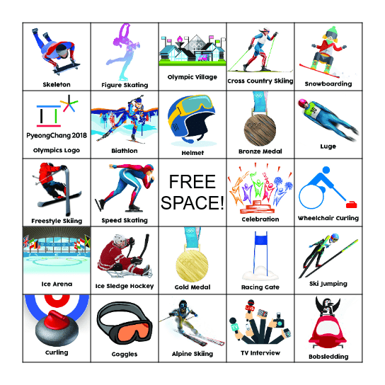 Winter Olympics Bingo Card