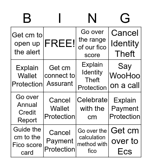 New Years Bingo Card