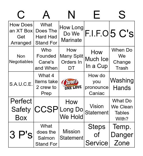 CANIAC ATTACK Bingo Card