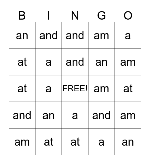 Week 1 Bingo Card