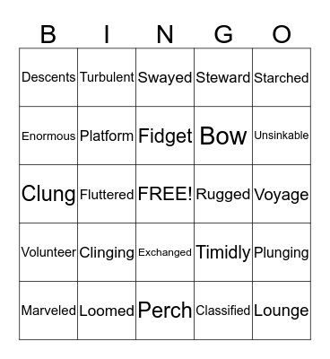 Vocabulary Bingo Card