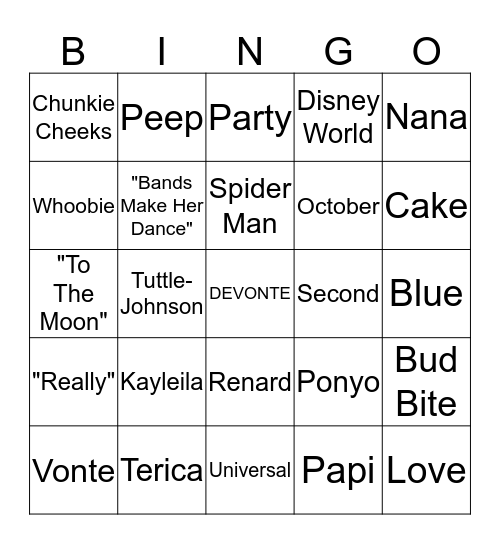 Untitled Bingo Card