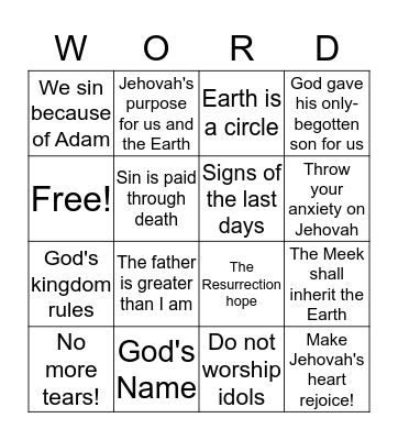 Scriptures Bingo Card