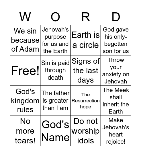 Scriptures Bingo Card