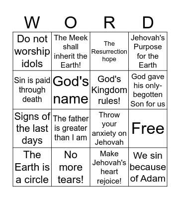 Scriptures Bingo Card