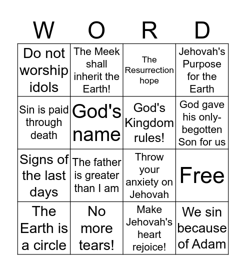 Scriptures Bingo Card
