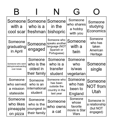 How to Make Friends 101 Bingo Card