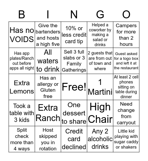 Smokehouse  Bingo Card