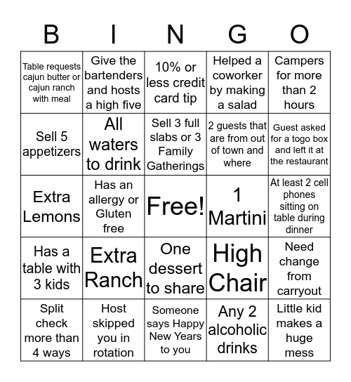 Smokehouse  Bingo Card