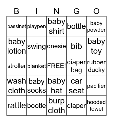 BABY Bingo Card