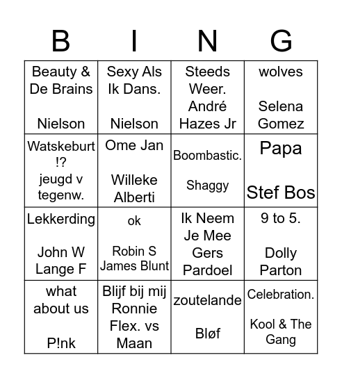 MUZIEK BINGO Card