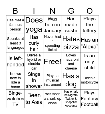 UC HUMAN BINGO Card