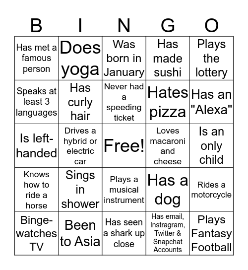 UC HUMAN BINGO Card