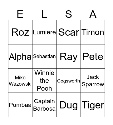 Let It Go Bingo Card