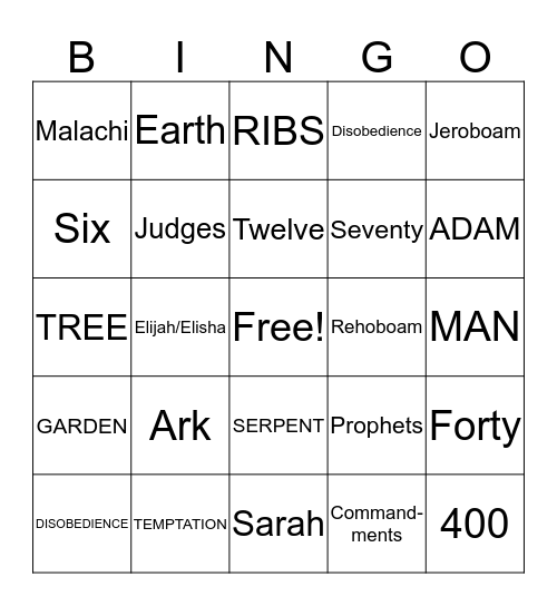 Bible BINGO Card