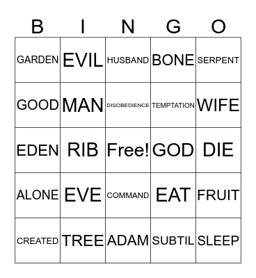 All In God's Plan Bingo Card