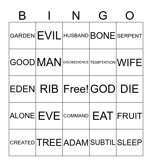 All In God's Plan Bingo Card