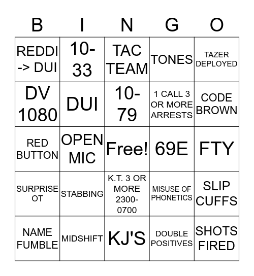 Midshift BINGO Card