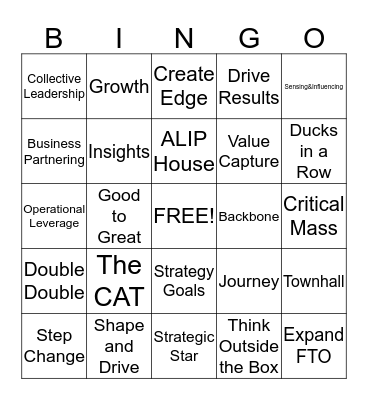 Buzz Word Bingo Card