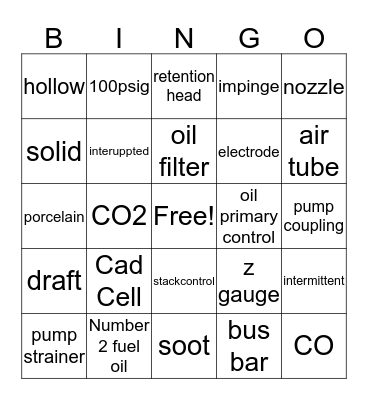 Oil Heat Bingo JH Bingo Card