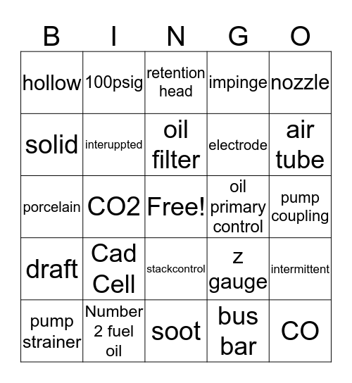 Oil Heat Bingo JH Bingo Card