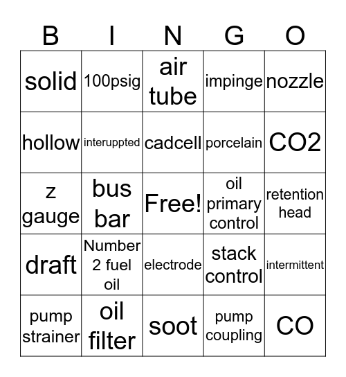 Oil Heat Bingo JH Bingo Card