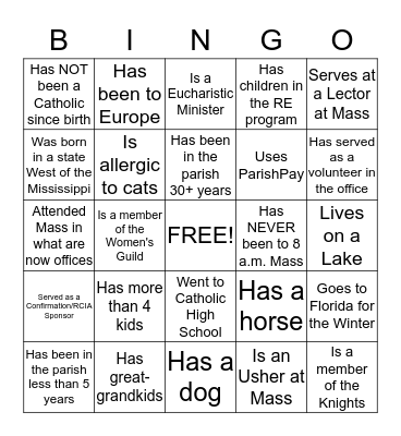 Someone at Our Table....... Bingo Card