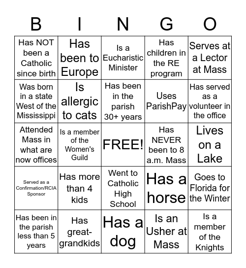 Someone at Our Table....... Bingo Card