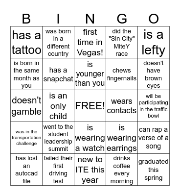 Find Someone Who... Bingo Card