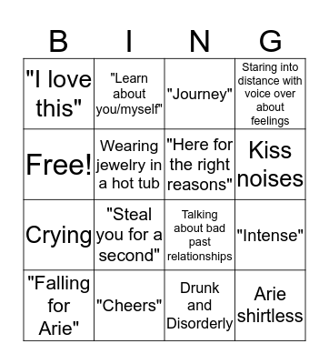 The Bachelor Bingo  Bingo Card