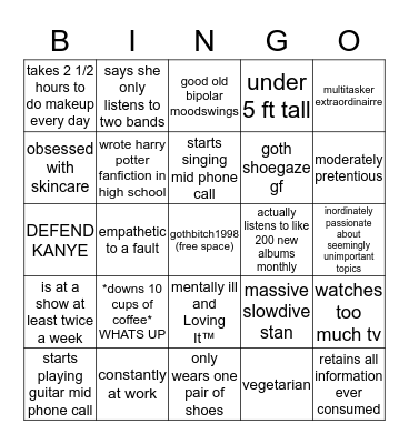 Xaverie Bingo Card