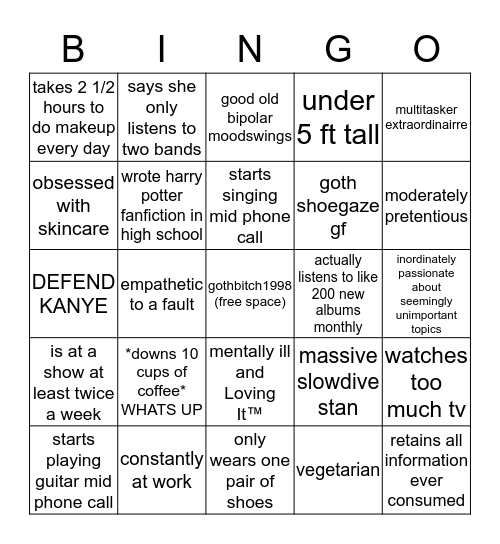 Xaverie Bingo Card