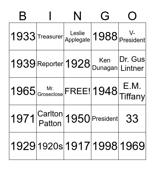 FFA Intro Bingo Card