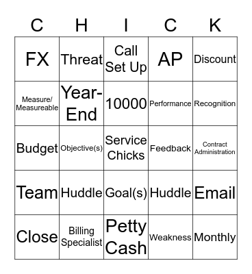 Service Chicks Bingo Card