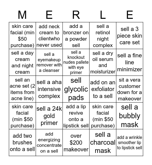 Merle Bingo Card