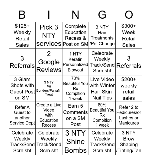 Jan 2018 Bingo Card