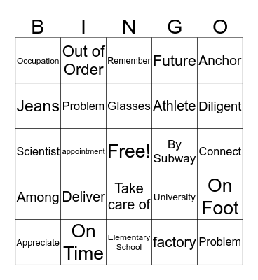 TOSEL Unit 4 Bingo Card